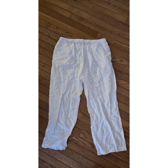 EILEEN FISHER White Organic Linen Cotton Blend Wide Leg Pants M/M - Picture 2 of 7